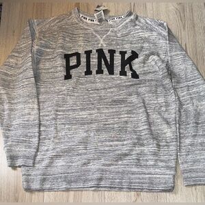 PINK Victoria's Secret Sweater grey distressed crewneck sweatshirt
